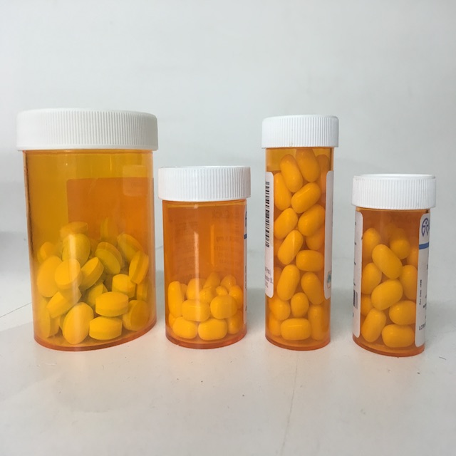 PILL, Pescription Bottle (USA Style) - Yellow Assorted Sizes 